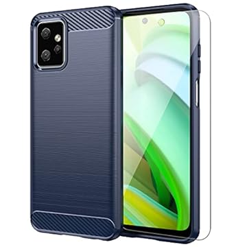 Capa para celular Motorola Moto G Power 5G 2023 incluindo duas Película protetora temperada capa macia anti-queda com case borda elástica -Azul