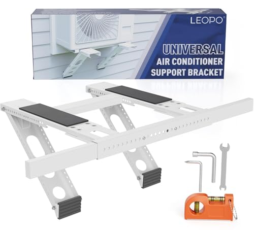 No Drilling Window AC Support Bracket, Adjustable Support Fits Single & Double-Hung Windows, Air Conditioner Holder Bracket Heavy Duty Steel Holds Up to 300lbs, for 5000-24000 BTU Units