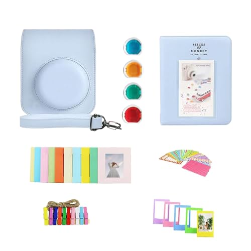 Image of FUJIFILM INSTAX Mini 12 Instant Film Camera | Pastel Blue Bundled with INSTAX Mini Instant Film |40 Exposures + Instax Accessory Bundle + AA Batteries + Cleaning Cloth (10 Items)