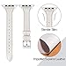 MARGE PLUS Compatible with Apple Watch Band 45mm 44mm 42mm Women, Slim Genuine Leather Watch Strap Replacement for iWatch Series 7 6 5 4 3 2 1 SE, (White Band paired with Sliver Adapter)