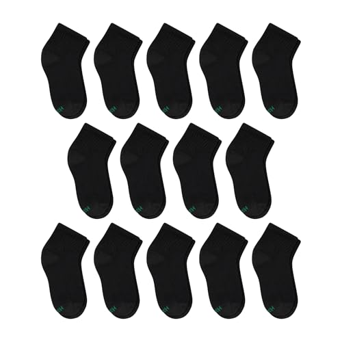Image of Hanes Boys Socks, Crew, Ankle, & No Show, Stretch-Cotton Socks, Moisture-wicking, Cushioned, 12 & 14 Packs, Black White