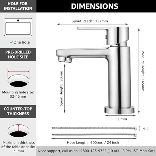 Image of ALTON XNO5115, Single Lever Basin Mixer | Bathroom Wash Basin Mixer Tap | Basin Tap | Silver