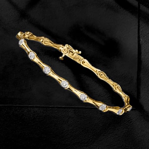 Image of Ross-Simons 0.10 ct. t.w. Diamond Station Bracelet in 18kt Gold Over Sterling