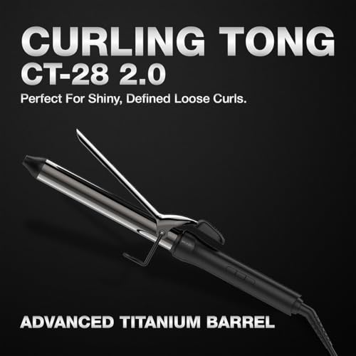Image of IKONIC CURLING TONG- 28MM (BLACK) Hair Curler with 8 inch Titanium Barrel, Heat Ready Indicator, Comfortable Rubber Grip, Safety Stand and Salon Length Swivel Cord for quick Salon like finish