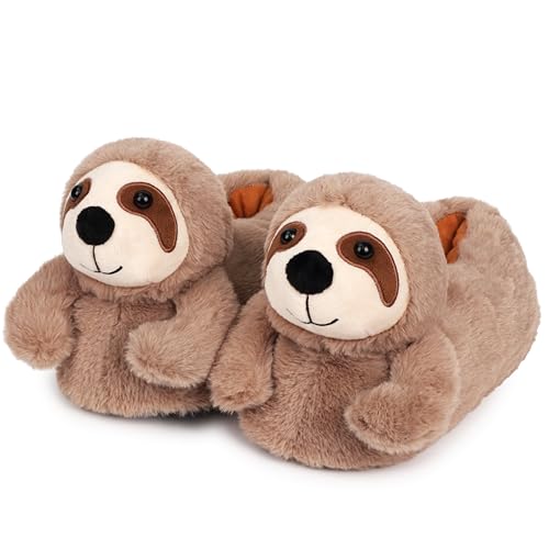 Aopuro Women Sloth Animal Slippers Cute Plush House Shoes Warm Novelty Cartoon Slippers Gifts for Birthday Christmas