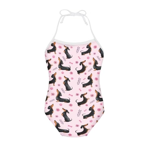 Image of Girls One Piece Swimsuit Beach Bathing Suit Toddler Floral Halter Straps Swimwear for 1-10 Years