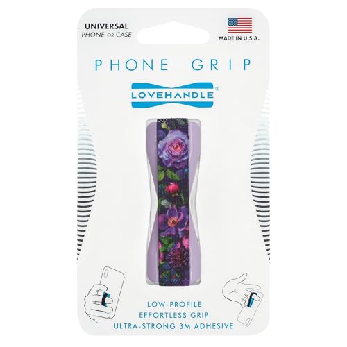 LOVEHANDLE Universal Phone Grip for Smartphones & Mini Tablets - Phone Holder for Hand - Wireless Charging Compatible - Made in The USA - in The Dahlias