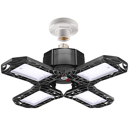 LED Garage Lights 120W Garage Lighting, 12000LM, 6000K LED Garage Ceiling Light Fixtures, LED Shop Light with Adjustable Multi-Position Panels, LED Light for Garage, Workshop, Warehouse