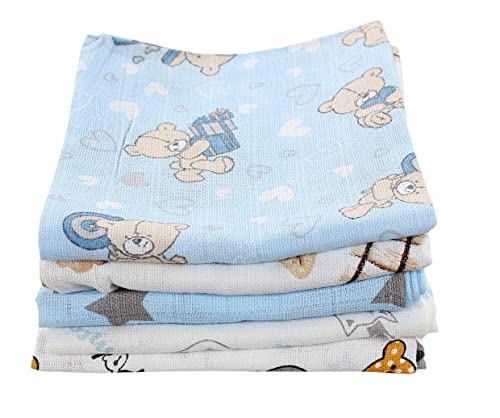 TupTam Baby Muslin Squares Printed, 70x80, 5 or 10 pieces, Boy 5, 5er Pack - Image 2