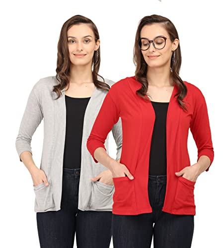 Image of Women's Cotton Shrugs with Pockets, Summer Shrugs for Ladies, Pack of Two
