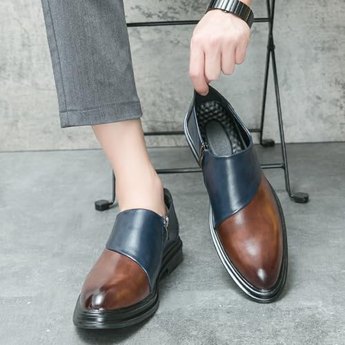 Men's Leather Slip-On Penny Loafers with Side Zipper Classic Driving Business Work Office Dress Shoes Daily Breathable Non-Slip Casual Shoes2