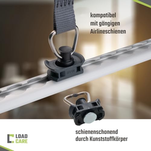 LOADCARE 4er Set 4m Zweiteiliger Spanngurt mit Klemmschloss Befestigungsgurt Schnellspanngurt für Airlineschine Zurrschiene 175 daN… – Ansicht 2
