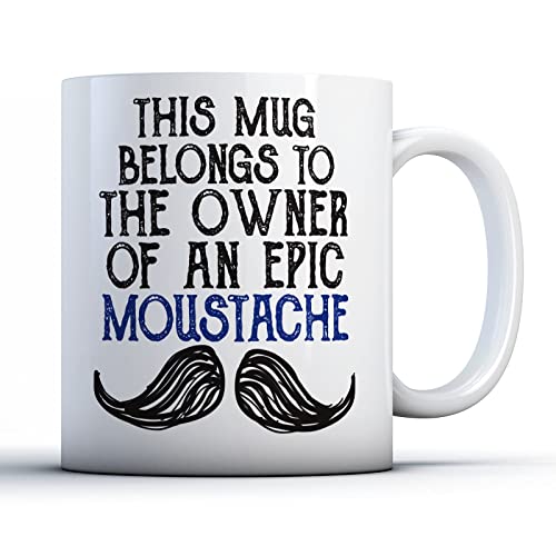 Finger prints - Cette tasse appartient au propriétaire d'une moustache épique – Tasse cadeau amusante, en céramique, 35 ml.