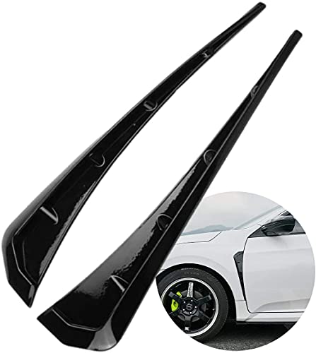 ダミーダクト フェンダーダクト サイドエアフロートリム 汎用 2枚セット エアーダクト フロントフェンダー エアロパーツ ドレスアップ ABS樹脂 (ライトブラック)