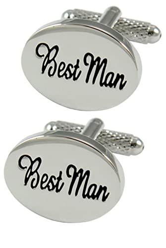 COLLAR AND CUFFS LONDON - Manschettenknöpfe Herren Hochzeit - Mit Box - Best Man - Silber Farbe - Oval - Messing - Trauzeuge - Ein Paar