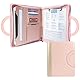 GraduatePro Schreibmappe A4 Leder Dokumentenmappe Business Tablet Mappe Ordner Klemmbrettmappe mit Deckel Organizer Reißverschluss Portfolio Rosa