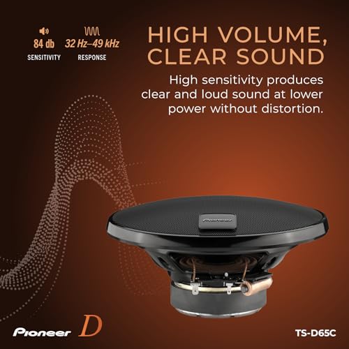 Image of PIONEER D-Series TS-D65C 6.5 inch 2-Way Speakers (Pair) - 270W Max, Crisp Highs + Clear Vocals, Ideal Factory Upgrade, Add an Amplifier for Even Better Performance
