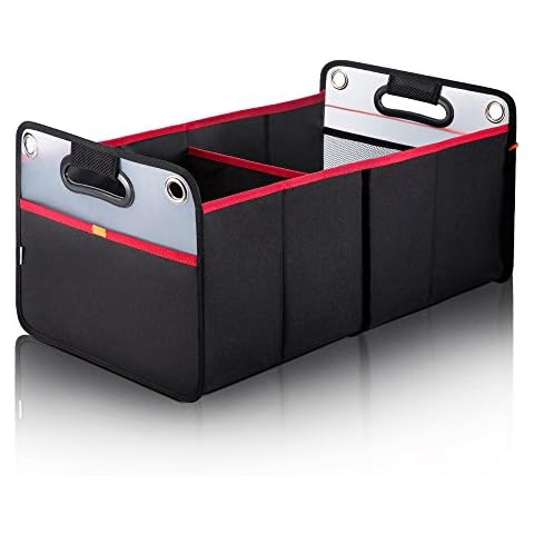 Car Trunk Organizer, Collapsible Auto Trunk Organizer Storage, Portable Grocery Cargo Container with Two Large Compartments for SUV, Vehicle, Truck, Home and Office Cover