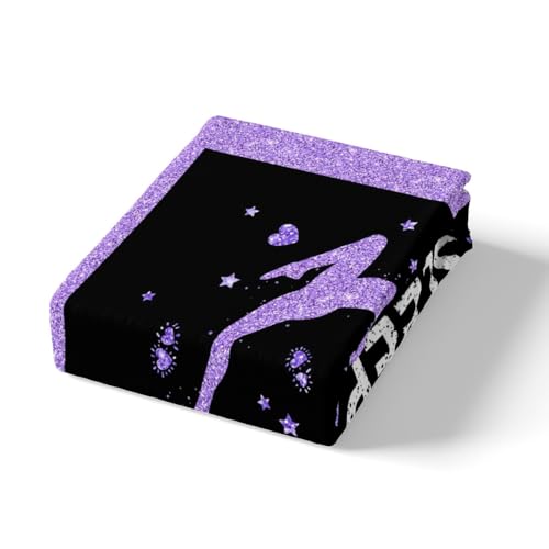 Homewish Double Bedding Sets for Girls,Eat Sleep Gymnastics Comforter Cover Purple Black Gymnastics Bed Set for Gymnast Glitter Sequins Love Hearts Stars Decor,1 Duvet Cover with 2 Pillow Cases - Image 4