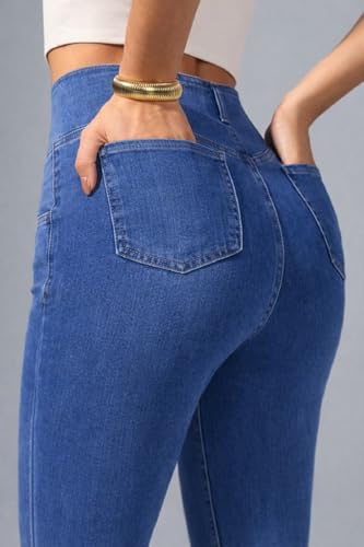 Image of ADBUCKS Women High Rise Flared Jeans High Waisted Bell Bottom Jeans Trendy Stretchy Flare Jeggings with Pockets