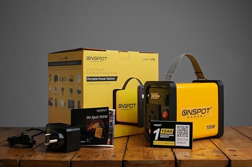 Image of 100W Portable Power Station | Proudly Made in India | Power Backup for Laptop, Drone, Wi-Fi & AirFiber, CCTV, LED Bulb, LED Lights & Fans (Up to 100W) | Photography & Caravan Use