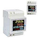 LUFEIS Stromzähler Hutschiene, 6 in 1 AC40-300V 100A Digitaler Stromzähler, Multifunktions Strommessgerät Wechselstromzähler Energiezähler für DIN-Schiene,Eingebauter CT