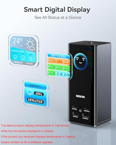 Image of USB C Docking Station 3 Monitors, MOKiN Triple Display Docking Station with 3 HDMI& 2 DP,10G USB A /C,Gigabit Ethernet, 100W PD, Audio,Smart Display,SD /TF, Laptop Dock for Mac /Dell /Hp etc