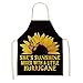 Secuos 1 Unids Patrón De Girasol Arte De Limpieza Delantales Verdes 53 * 65 Cm Cocina En Casa Cintura Babero Algodón Lino Divertido Delantal Herramientas De Limpieza 2Wq-46287-007