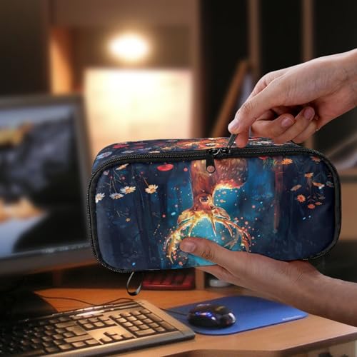 Image of Deer Forest Floral Girls Pencil Case for Kids Large Pencil Pouch for 2Nd 3Rd Children Aesthetic Pencil Organizer for School Boys Students Pencil Container for Back to School Gifts