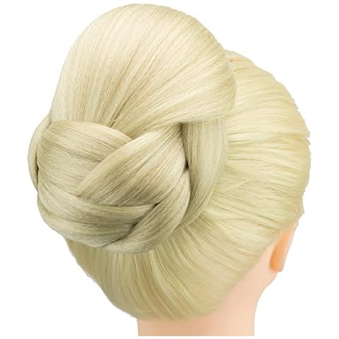 IMISSU Braided Chignon Dancer Hair Cover Donut Hair Pieces Scrunchies Hair Bun Wig Clips Updo Wedding Party for Women (M1 Dirty Blonde) Cover