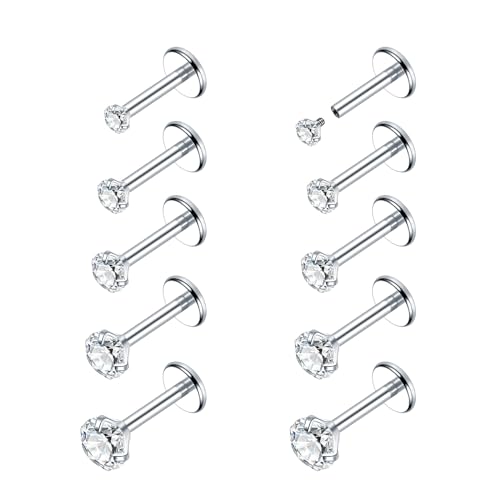 Xpircn 18G 16G Nose Rings Studs Stainless Steel Internally Threaded Labret Medusa Lip Rings Tragus Earrings Studs Piercing Jewelry - Main Image