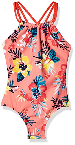 Kanu Surf Girls' Jasmine Beach Sport Halter One Piece Swimsuit, Brooke Coral, 10