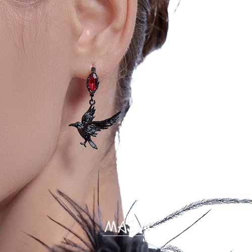 Hip-hop style gothic crow earrings red pendant earrings personalized animal jewelry fashion ladies jewelry M34994