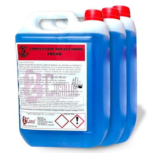 Fregasuelos Perfumado Duradero • Fregasuelos Concentrado para Todo Tipo de Superficies • Limpiador Multiusos con Olor Fresh Garrafa 5 Litros • Pack de Ahorro 3x5 Litros