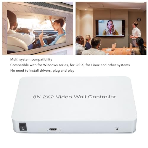 Rozdzielacz HDMI 8K 2x2, Kontroler ściany Wideo Obsługuje 2x2 1x2 1x4, Plug and Play, Powielacz HDMI 1080P 30 Hz do Telewizora PC (wtyczka UE)