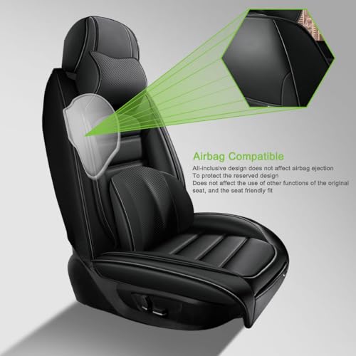 Image of Nappa Leather Seat Covers for Subaru Outback 2006-2024,Luxury Car Seat Covers Full Set,Waterproof Seat Protectors Auto Seat Covers,Breathable Nonslip Interior Cover Seats for Cars(Solid Black)