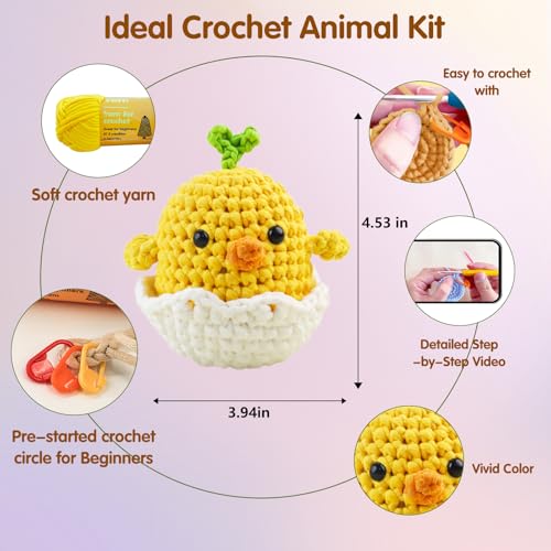 Image of Zepiany Crochet Kit for Beginners Crochet Kits, Knitting Kit Crochet Animals Kit for Beginner, Crochet Kit for Beginners Crochet Kits for Adults with Step-by-Step Video Guides for Crochet