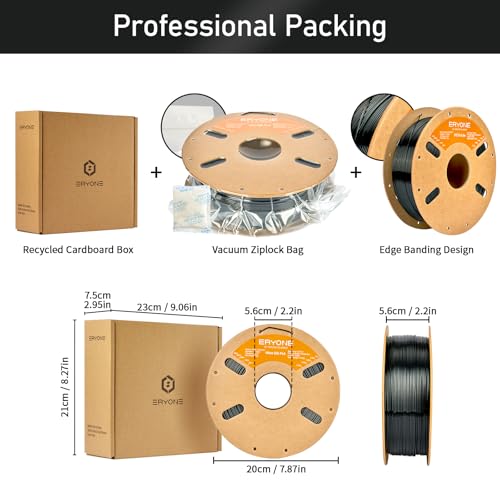 Image of ERYONE Silk Filament PLA+ 1.75mm Upgraded Shiny 3D Printer Filament, Gloss Finish, Fit Most FDM Printer Stable Printing,1kg (2.2LBS) /Spool, Black
