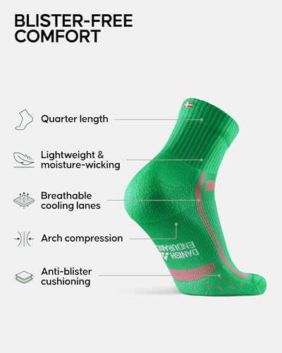 Image of DANISH ENDURANCE Ultra-Comfort Quarter Running Socks, Performance Socks, Men & Women - 3 or 5 Pack