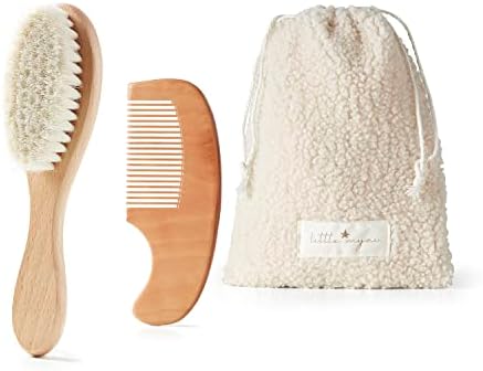 MYZI Baby Hair Brush Set – Soft Baby Brush Set for Newborns, Baby Comb and Brush Set Girl and Boy, Toddler Hair Brush and Toddler Comb – Baby Gift Set