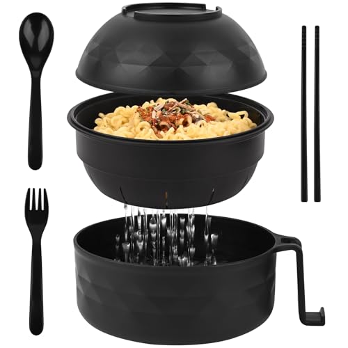 HUAKENER Microwave Ramen Bowl 38 oz Ramen Cooker Set