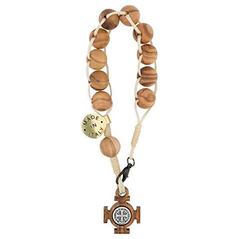 Vatican Imports 8mm Saint Benedict Benito One Decade Rosary | Genuine Olive Wood Beads for Men | Christian Jewelry Cover