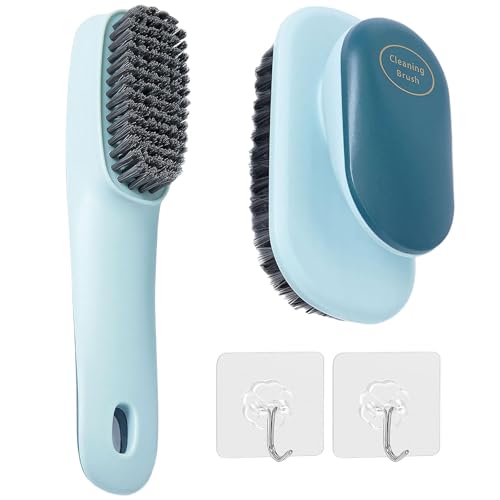 Pack 2 Cleaning Shoe Brush Cleaning Clothes Brush, Household Scrubbing with 2 Pcs Adhesive Hooks