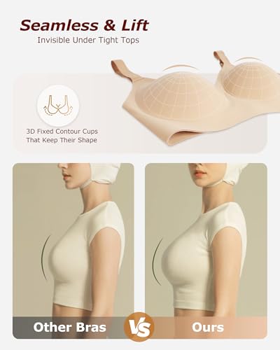 Image of Wireless Comfortable Seamless Soft Bras for Women Full Coverage Push Up Everyday No Show Bra
