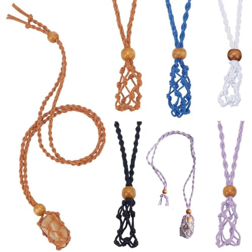COYUN 5 Piezas Cordones para Collar de Piedra Vacío Soporte de Collar Vacío con Red de Pesca Cuerda para Collar de Piedra de Cristal de Cuarzo, Jaula de Cordón Ajustable, para Joyería