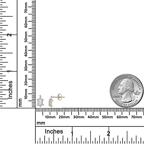 AVORA 10K Yellow Gold Simulated Opal Turtle Earrings3