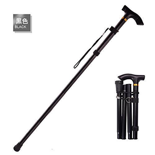 Fullgaden Upgraded Version Hiking/Trekking/Camping Stick&Pole Foldable, Portable, Adjustable Hand Walking Cane, Mountaineering Crutches Outdoor for Men, Women, Black