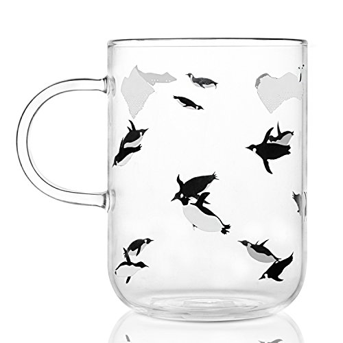 Taza de vidrio con diseño de pingüino 16.3oz miniatura 2
