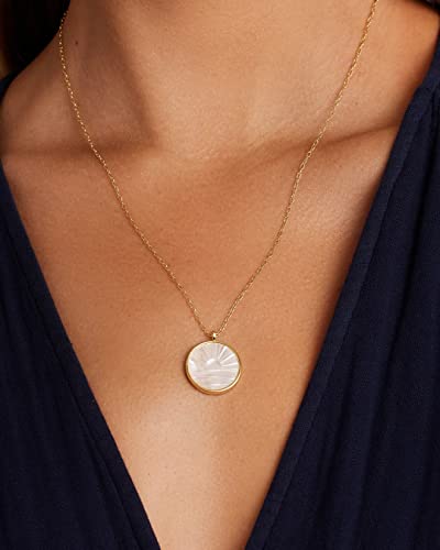 gorjana - Sunset Etched Necklace 19"-21" - 18k Gold-Plated - Mother of Pearl Pendant, Adjustable Chain - Layering Necklaces - Ideal Gifting Packaging3