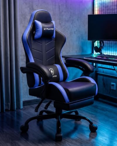 Image of GTPLAYER Gaming Chair, Computer Game Chair for Adults, Black - Blue